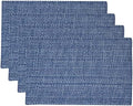 Sweet Home Collection 100% Cotton Placemats for Dining Room Rectangle Two Tone Woven Fabric 13" x 19" Soft Durable Table Mat Set, Set of 4, Dark Blue