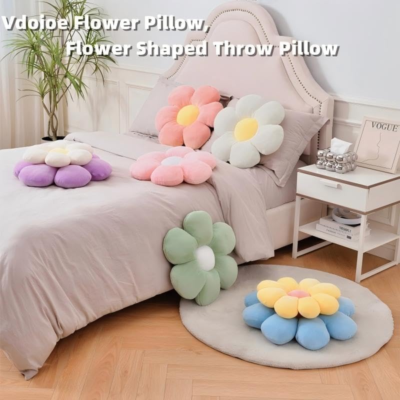 3PCS Flower Pillow,15.75" Daisy Pillow White Pink Purple