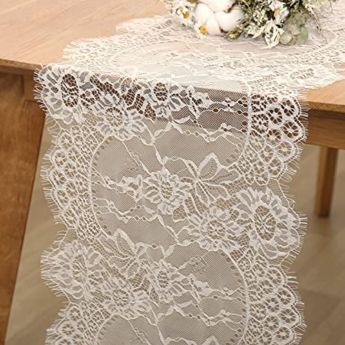 Lace Table Runners Farmhouse Chic Runner 14x120 Inch Rustic Wedding Ivory