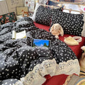 Twin Size Duvet Cover Set 3 Pcs,Vintage Navy Ruffled Bedding 68"×86"