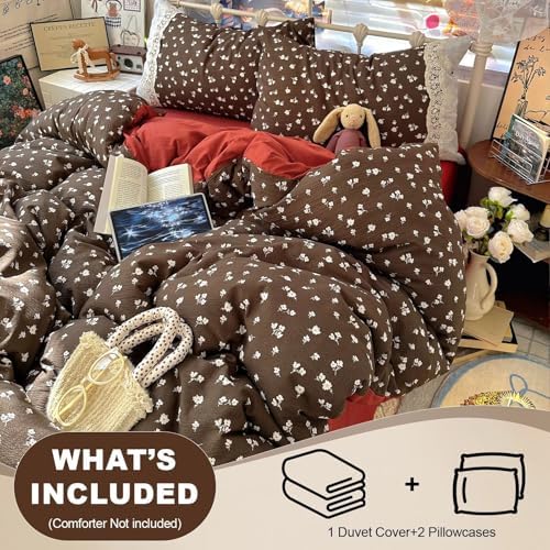 Cottagecore Full Size Duvet Cover Set with 2 Pillowcases,80"×90"