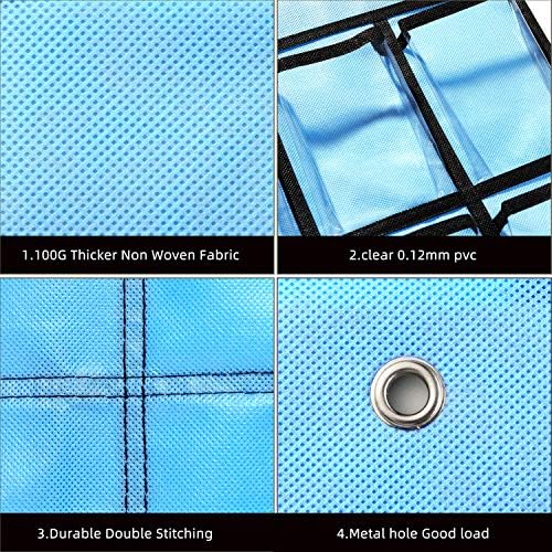 KEEPJOY Classroom Pocket Chart for Cellphone Calculator Holder, 30 Clear Pocket Charts for Classroom 33.5 x 24.5 inch Hanging cell phone Organizer Storage (Blue-30 pockets)