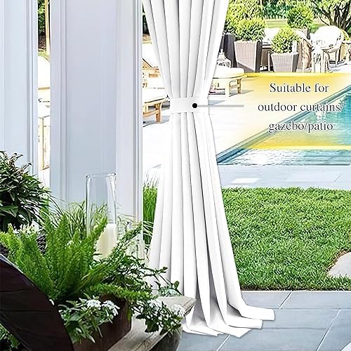 NICETOWN Magnetic Curtain Tiebacks - Modern Unique Upgraded Design Decorative Drape Tie Backs Holder for Window Draperies, No Tools Required (White, 15 X 4 Inches, Set of 4)