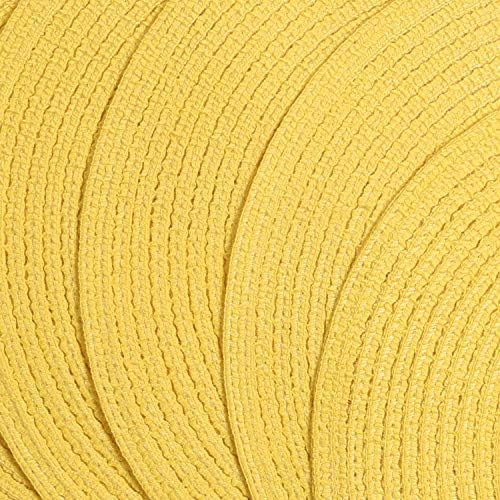 SHACOS Round Braided Placemats Set of 8 Washable Table Mats 15 inch Round Placemat Cotton Polyester Circle Placemat for Dining Table (Yellow, 8)