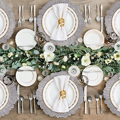 MAONAME Silver Charger Plates Set of 12, Reef Chargers for Dinner Plates