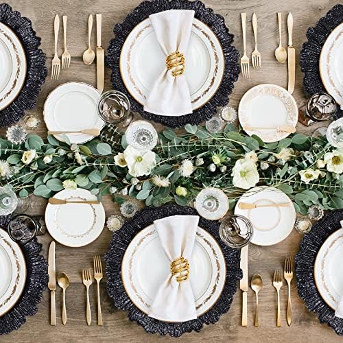 MAONAME Black Charger Plates Set of 12, Reef Chargers for Dinner Plates