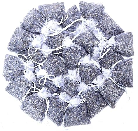Lavande Sur Terre French Lavender Sachets for Drawers and Closets Fresh Scents, Set of 24, Home Fragrance Sachet for Closets and Drawers, White, LV-C-24-2