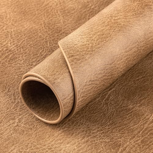 ADRIMER Fall Placemats Set of 6, Heat Resistant Faux Leather, Camel