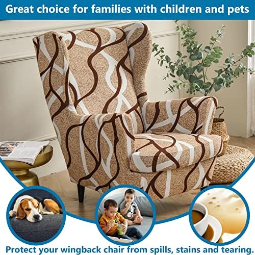 HZDHCLH Wingback Chair Slipcovers 2 Piece,Stretch Wingback Chair Covers, Spandex Wing Chair Slipcovers for Living Room Armchair,Washalbe Sofa Slipovers