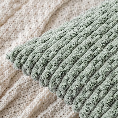 MIULEE Lumbar Decorative Throw Pillow Covers 12x20 Greyish Green Corduroy