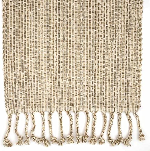 100% Cotton Table Runner for Dining Room Tables Rectangle Two Tone Woven Fabric 72" x 13" Soft Durable Table Runner, Eggshell(Pack of 1)