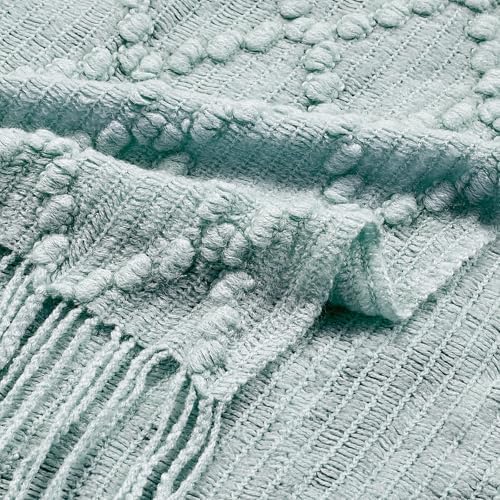 BOURINA Auqa Throw Blanket 50 x70 Inch Jacquard Throw Knitted Blanket