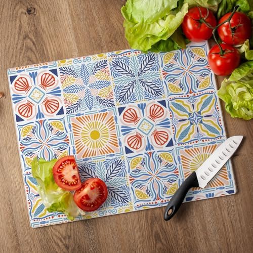 CounterArt Suncoast Tile Pattern 3mm Tempered Glass Cutting Board