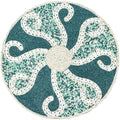 ALPHA Living HOME Beaded Placemats 13 Inch Teal Ivory Round Table Mats