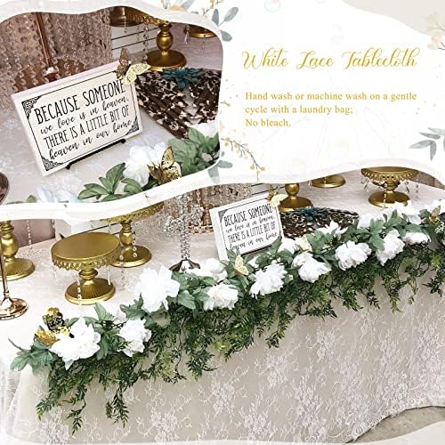 White Lace Tablecloth 60x120 Inch Rectangle Thanksgiving Table Cover Fabric