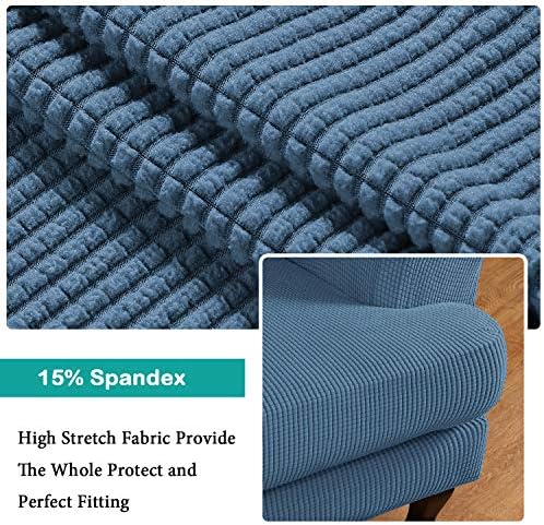 Turquoize Wingback Chair Covers 2 Piece Wing Chair Slipcover Stretch Slipcovers for Wingback Chairs Wing Chair Cover Spandex Jacquard Fabric with Elastic Bottom Non-Slip Furniture Cover, Dusty Blue