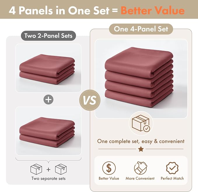 MIULEE 4 Panels Set Dusty Rose Blackout Curtains 63 Inch Length Bedroom | - Image 7