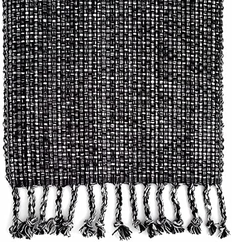 100% Cotton Table Runner for Dining Room Tables Rectangle Two Tone Woven Fabric 72" x 13" Soft Durable Table Runner, Black(Pack of 1)