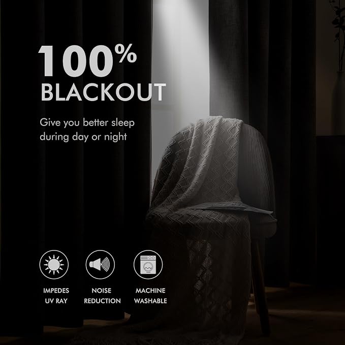 MIULEE Extra Wide 100% Blackout Linen Curtains - Image 5