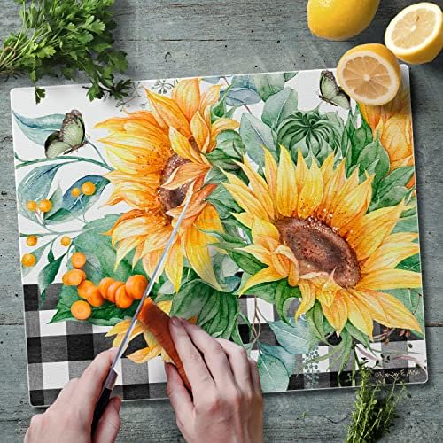 CounterArt Sunflower Fields 3mm Tempered Glass Cutting Board 12" x 15"