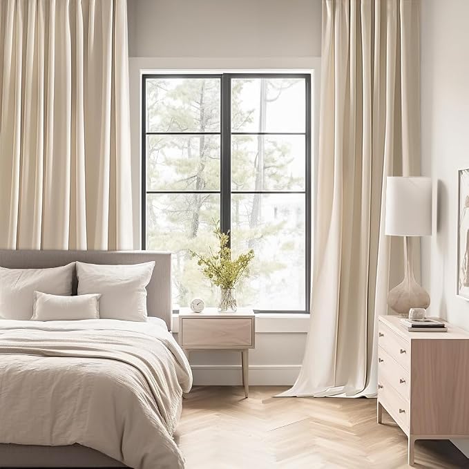 MIULEE Cream Beige Back Tab Blackout Curtains 72x84 Inch Length 2 Panel Set | - Image 2