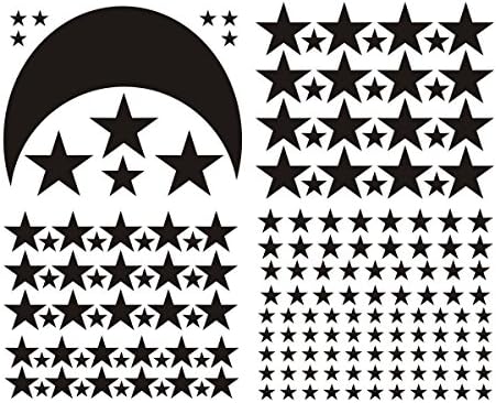 Moon and Stars Wall Decal Vinyl Sticker for Kids Boy Girls Baby Room Decoration Good Night Nursery Wall Decor Home House Bedroom Design YMX16 (Black)