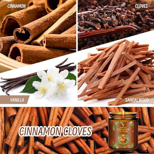 Christmas Candle, Cinnamon Cloves Scented Candles for Home, Holiday Candles Natural Soy Candle, Aromatherapy Candle 7 oz Jar Candles Christmas Gift for Women Men