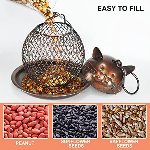 Cute Cat Shaped Bird Feeder for Outdoor Hanging, Garden Yard Decoration