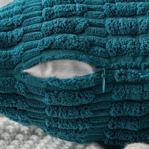 MIULEE Corduroy Decorative Throw Pillow Covers 18x18 Teal Pack of 2