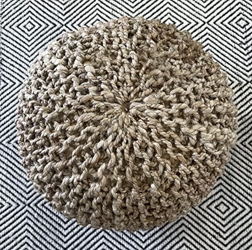 Pouf Ottoman 100% Jute Braided Pouffe (20"x20"x14")