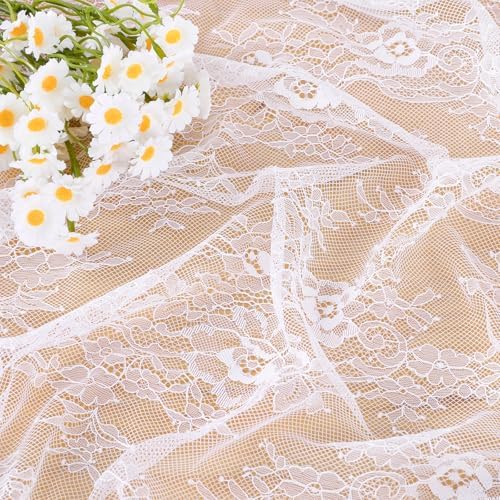 Rustic White Wedding Tablecloths Lace Chic Rectangular Embroidered Fabrics