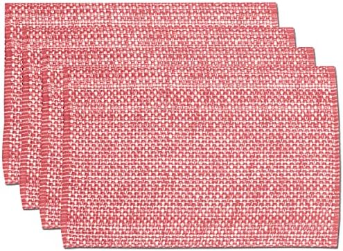 Sweet Home Collection 100% Cotton Placemats for Dining Room Rectangle Two Tone Woven Fabric 13" x 19" Soft Durable Table Mat Set, Set of 4, Pink