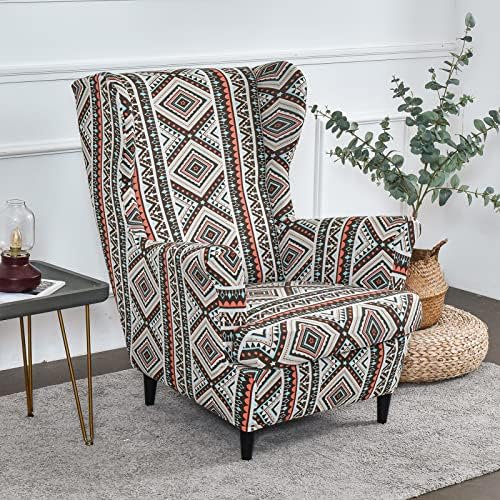 Wing Chair Slipcover, 2-Piece Printed Wingback Chair Cover