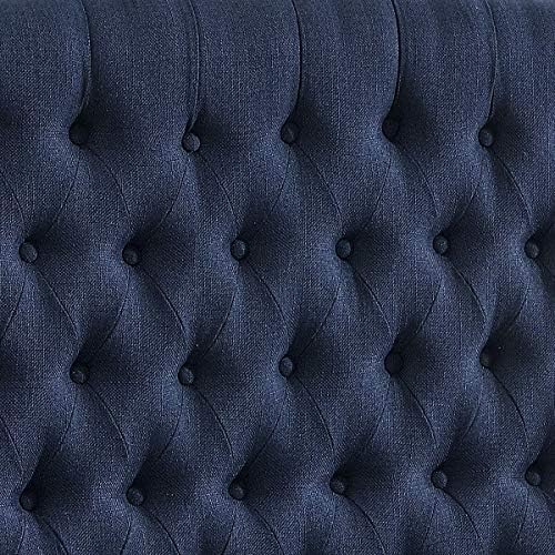 24KF Upholstered Tufted Button Linen Fabric Headboard,Comfortable Fashional Headboard King/CA King Size,Navy Blue