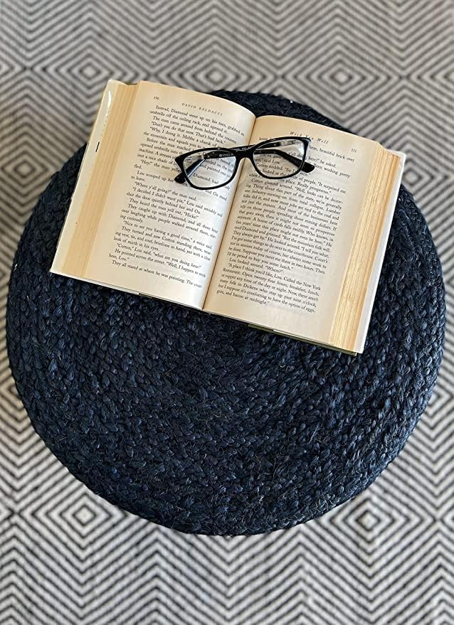 Pouf Ottoman 100% Jute Braided Pouffe (20"x20"x10")