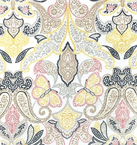 Soft Fleece Throw Blanket, Bohemian Boho Yellow Floral Paisley, 50x70