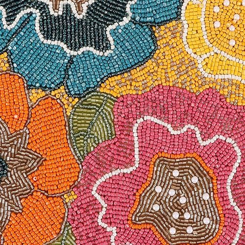 ALPHA Living HOME Beaded Placemats 13 Inch Multi Round Dining Table Mats