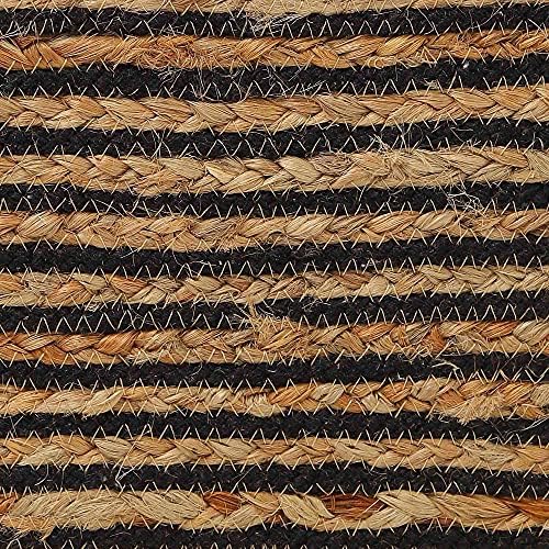 · REDEARTH · Jute Cotton Braided Cube Pouf Ottoman Foot Rest- Natural Black