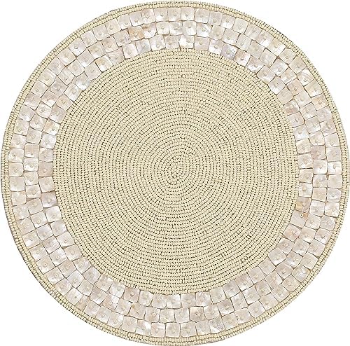 CLEENTABLE Beaded Round Placemat, Glass Bead, 13 in, 1-Pack