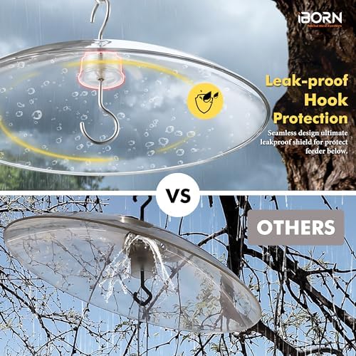 iBorn Baffles for Bird Feeders, 13” Bird Feeder Cover for Rain Guard, Birds Feeders Rain Guard, Full Protection for Feeders for Outdoors, Chew-Proof Polycarbonate, Pack of 1, Transparent
