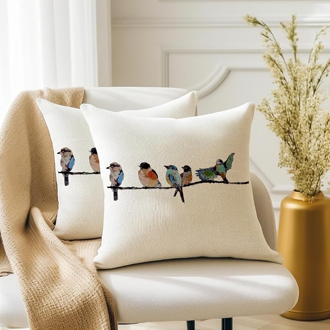 RABUSOFA 18x18 Outdoor Birds Pillow Decorative Throw Pillows, Small Throw - Image 3