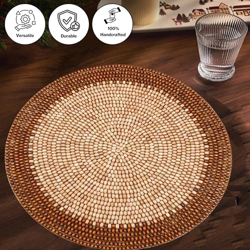 ALPHA Living HOME Woven Placemats Set of 2 Dark Brown Light Brown Mats