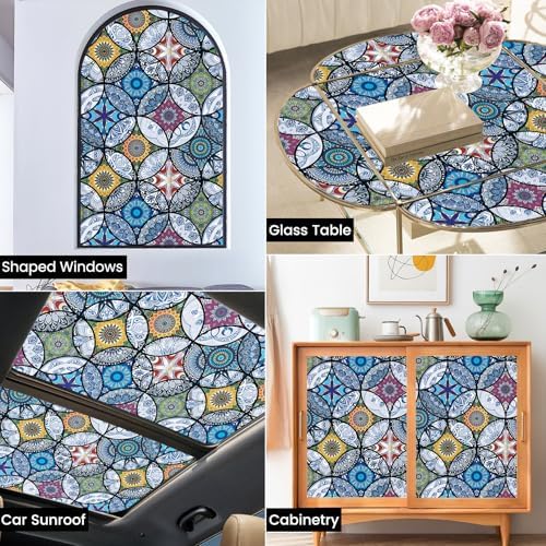 DKTIE Static Cling Decorative Window Film Easy to Install 17.7" x 118.1"