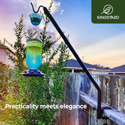 Kingsyard 2 Pack Heavy Duty Deck Hook, 27"-39" Adjustable Metal Deck Railing Hooks for Hanging Bird Feeders, Planters, Suet Baskets, Lanterns, Wind Chimes, Clamp Mounted