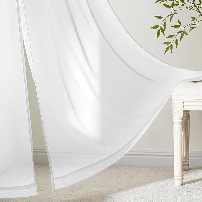 MIULEE White Sheer Curtains 84 Inches Long 4 Panels 54 x 84 Inches | Light - Image 6