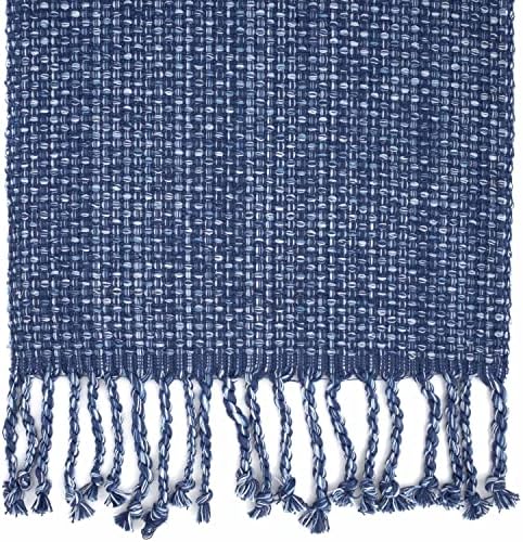 100% Cotton Table Runner for Dining Room Tables Rectangle Two Tone Woven Fabric 72" x 13" Soft Durable Table Runner, Dark Blue - (Pack of 1)