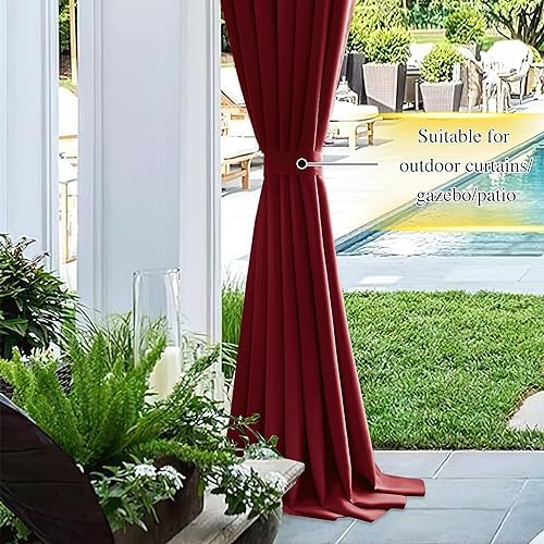 NICETOWN Strong Magnetic Curtain Tiebacks-Curtain Tiebacks for Wall No Screws Perfect of Curtains (Burgundy Red, 11.8 X 4 Inches, Set of 4)