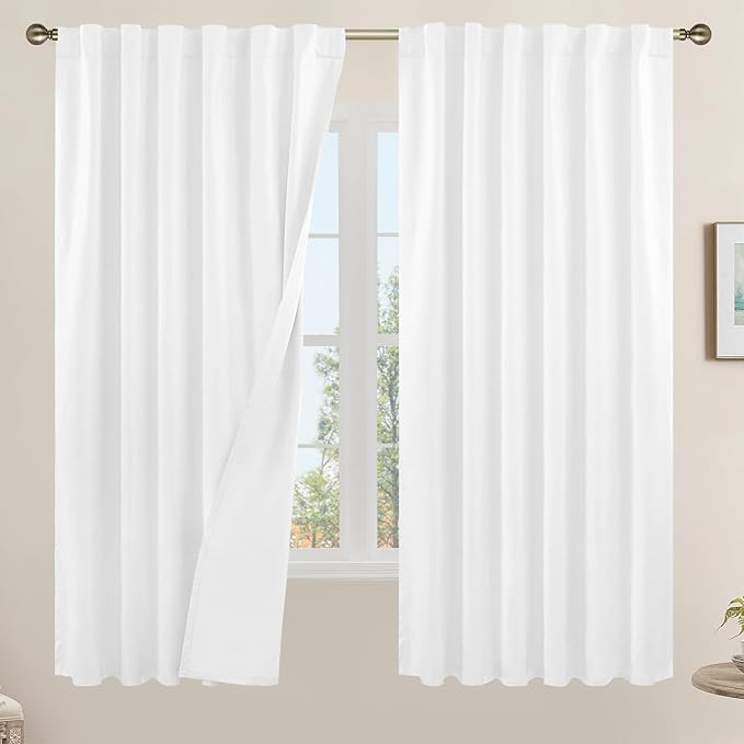 68 Inch Full Blackout Linen Curtains by LAMIT