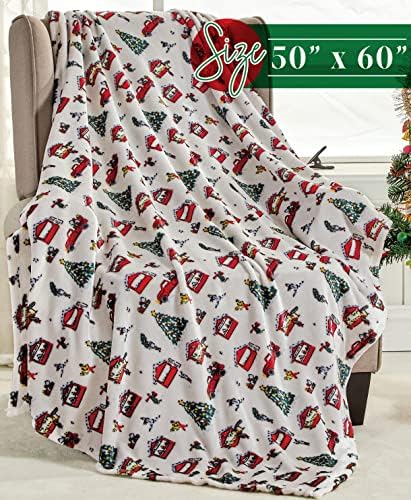 Elegant Comfort Lightweight Printed Throw Blanket- All Season, Ultra Soft, Cozy and Plush- Decorative Throw Blankets, Perfect for Lounging, 50 x 60 inches, Celebrating Christmas, Throw Blanket