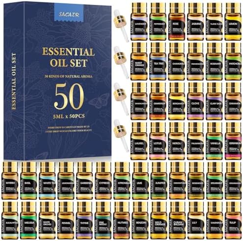 SACATR 50 Pcs Natural Essential Oil Set,Fragrance Oil Scent (50 * 5ML)